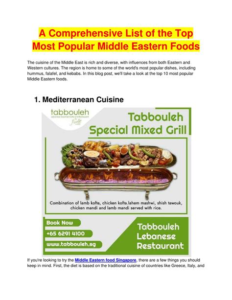 PPT A Comprehensive List Of The Top Most Popular Middle Eastern Foods
