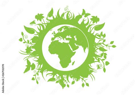 Green Eco Planet Earth Icon Vector Green Planet Earth Icon Isolated On