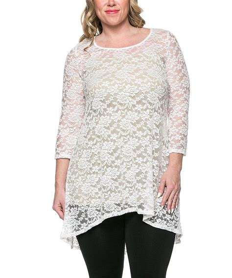 Look At This Zulilyfind Celeste White Sheer Lace Hi Low Tunic Plus