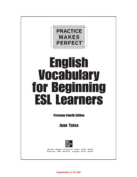Solution English Vocabulary For Beginning Esl Learners Practice Makes
