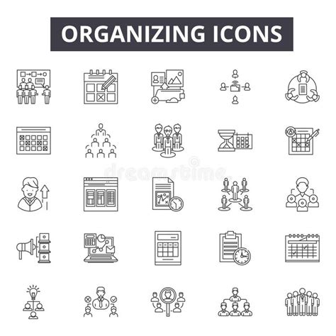 Organizing Line Icons Signs Vector Set Linear Concept Outline