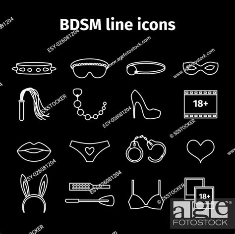 Bdsm Line Icons Adult Sex Toys Outline Icons Vector Stock Vector Vector And Low Budget