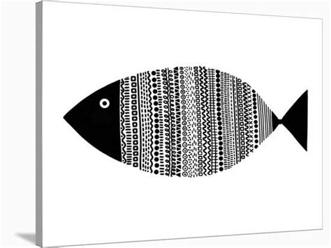 Fish Black And White Stretched Canvas Print Lisa Nohren