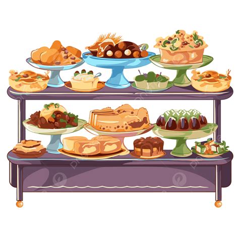 Buffet Clipart Cartoon Food Display Stand Or Buffet With Plates Of