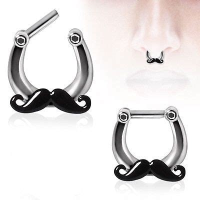 Mustache Stainless Steel Septum Nose Rings Clicker Hanger Studs