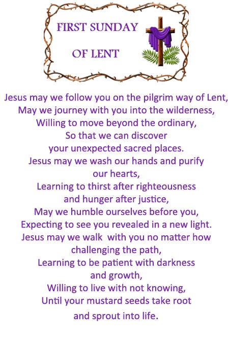 Lent Poem 2018 Church Of St Thérèse Mount Merrion Parish