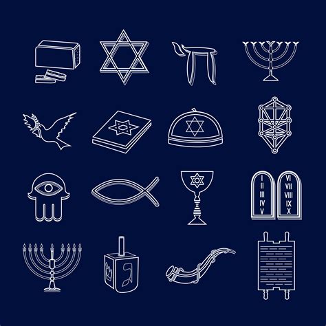 Judaism Icons Set Outline 438254 Vector Art At Vecteezy