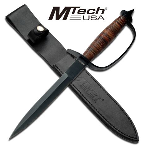 Mtech Military Combat Leather Handled Trench Knife