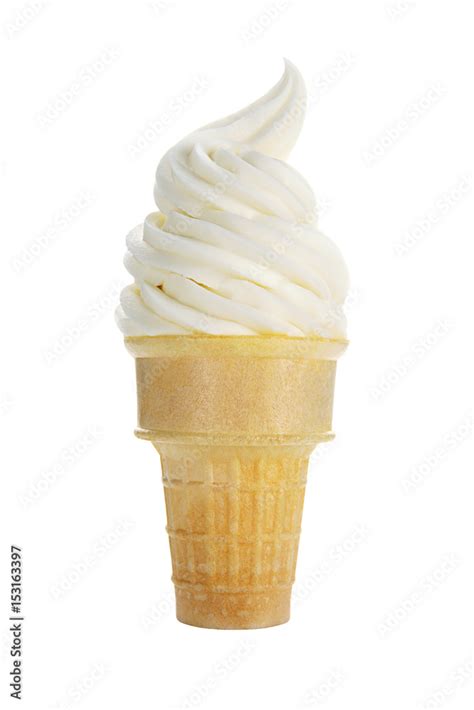 Vanilla Soft Serve Ice Cream Or Frozen Yogurt In Wafer Cone Stock Photo Adobe Stock