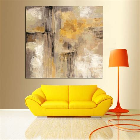 Hd Print Yellow Gray Abstract Oil Painting On Canvas Professional Art
