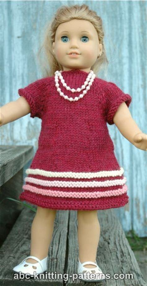 Free Pattern Knit 18 Inch Doll American Girl Raglan Banded Dress