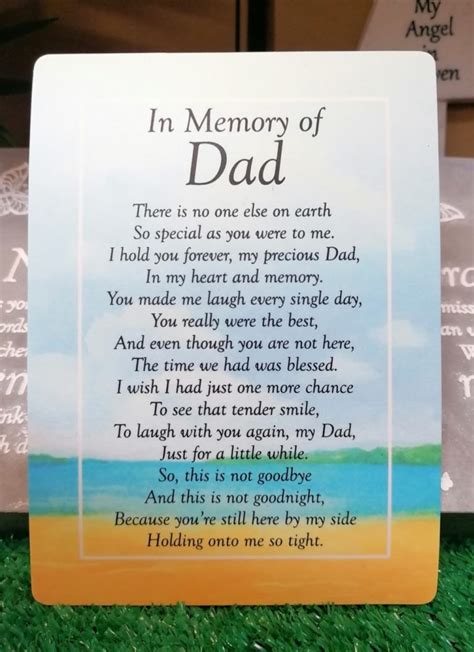 Graveside Memorial Card In Memory Of Dad Cottage Garden Centre