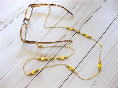 Gold Beaded Eyeglass Chain For Women Glasses Chain With Gold Etsy