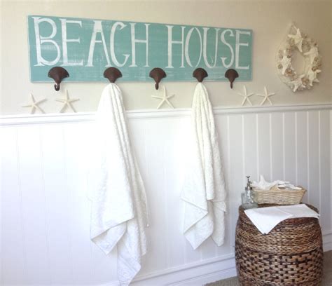 Nautical Wooden Beach House Towel Rack 11500 Via Etsy Beach Home