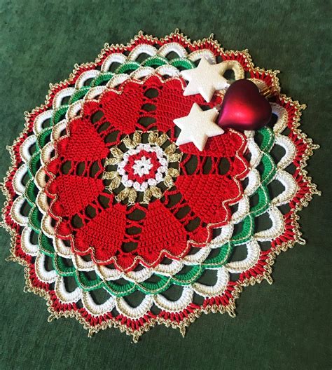 Crochet Pdf Pattern Christmas Doily Red Heart Doily Video