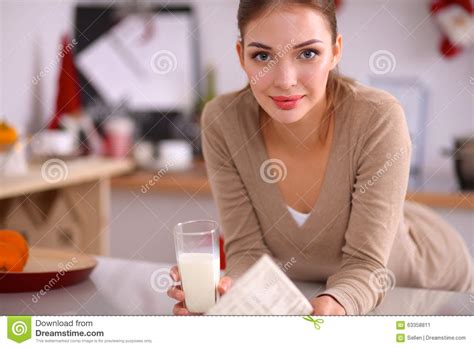 Happy Young Woman Having Healthy Breakfast In Stock Image Image Of