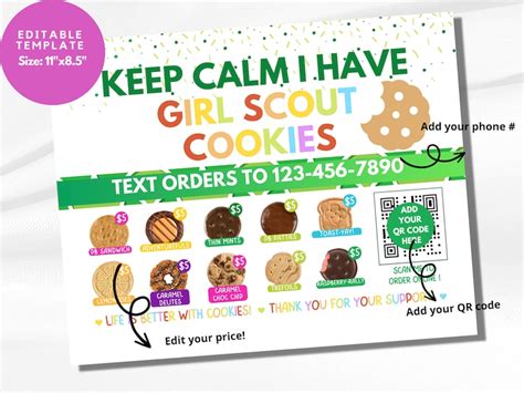 Editable Girl Scout Cookie Flyer Abc Cookie Menu Booth Etsy