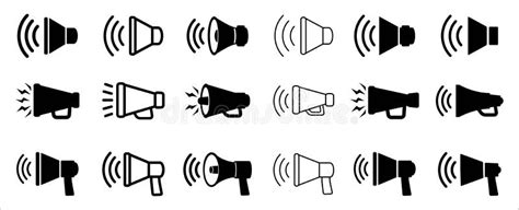 Loudspeaker Icon Set Megaphone And Speaker Horn Vector Icons Set Stock
