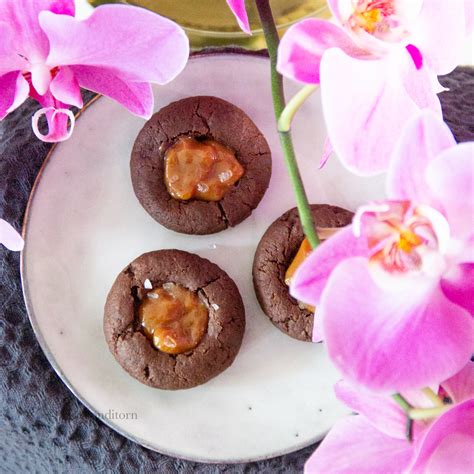 Chocolate Salted Caramel Thumbprint Cookies