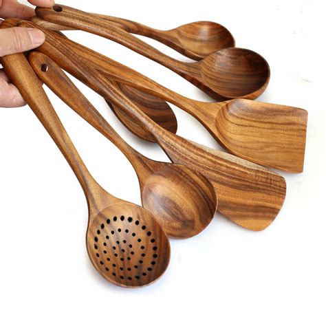 Natural Wood Tableware Bamboo Utensils Tool Spoon Ladle Turner Long Rice Colander Soup Skimmer