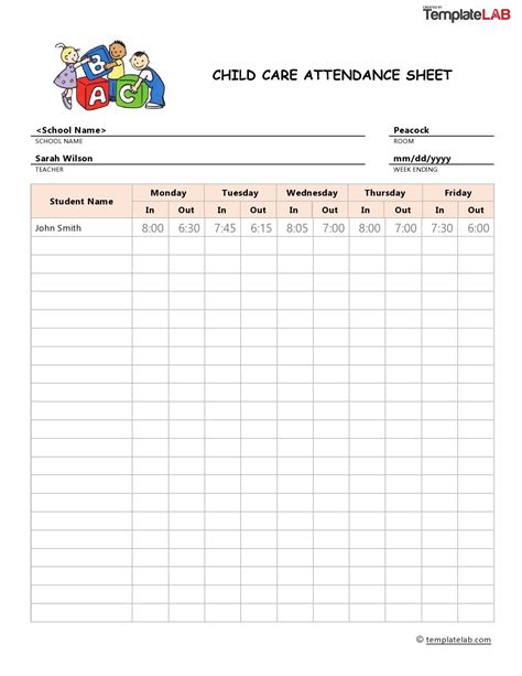 Free Printable Child Care Forms