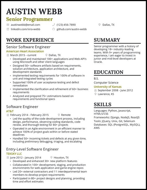 Resume For Programmer Rebeccacamp Blog