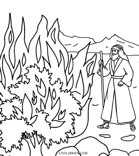 Moses And Burning Bush Bible Coloring Pages
