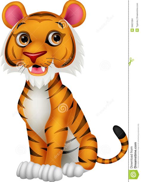 Cute Tiger Cartoon Stock Vector Illustration Of Cheerful