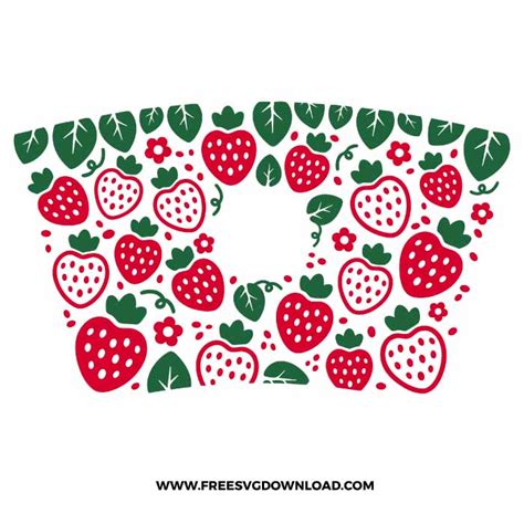 Strawberries Starbucks Wrap Svg And Png Free Cut Files