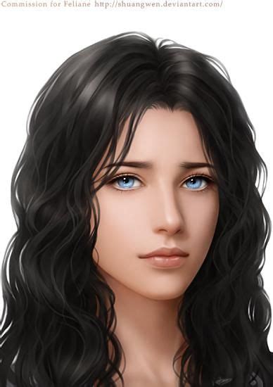 Black Haired Girl By Shuangwen On Deviantart Black Hair Blue Eyes