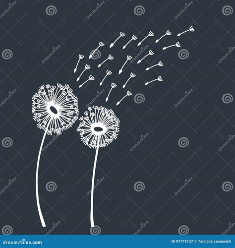 Dandelion Blowing Silhouette Stock Vector Illustration Of Handdrawn