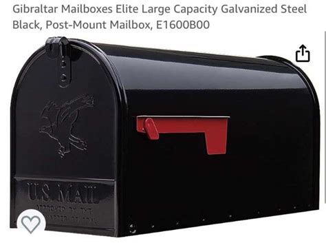 Gibraltar Mailboxes Elite Large Capacity Galvanized Steel Black Post Mount Mailbox Lexington