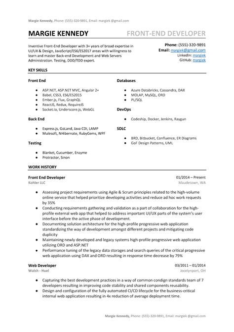 Resume templates and examples to download for free in word format ✅ +50 cv samples in word. Front-End Developer Resume Sample & Template (Word, PDF) - DEV Community