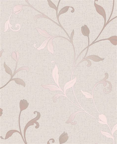 Fine Decor Quartz Floral Rose Gold Off White Wallpaper Fd42209