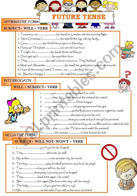 FUTURE TENSE ESL Worksheet By Donapeter