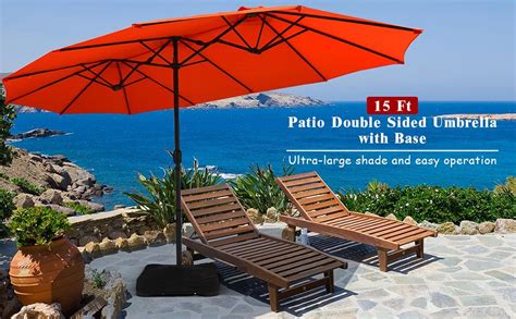 Tangkula 15 Ft Patio Double Sided Umbrella With Base Outdoor Extra