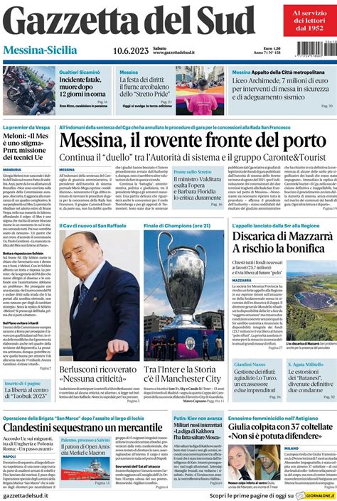 Prima Pagina Gazzetta Del Sud Giornali It