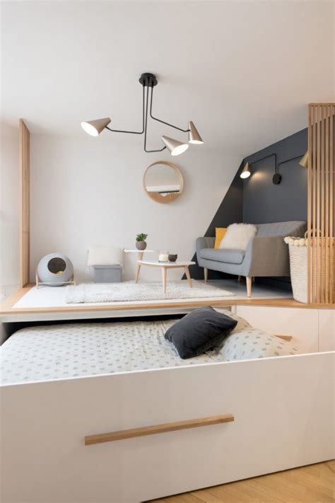 An Ingenious Hideaway Bed Saves Valuable Space In This Chic Studio
