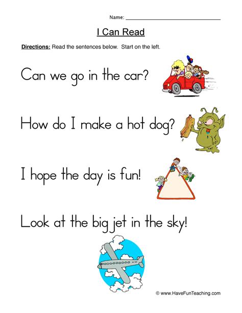 Simple Sentences Worksheet
