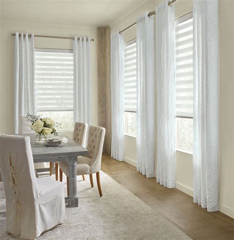 White Draperies Shades Dining Room Window Treatments Skyline Window