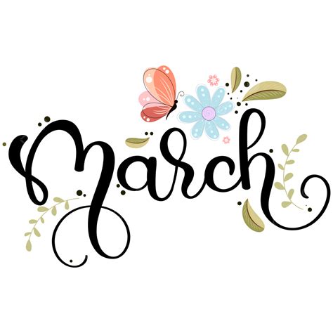 Hello March Vector Png Images Hello March Month Text Hand Lettering