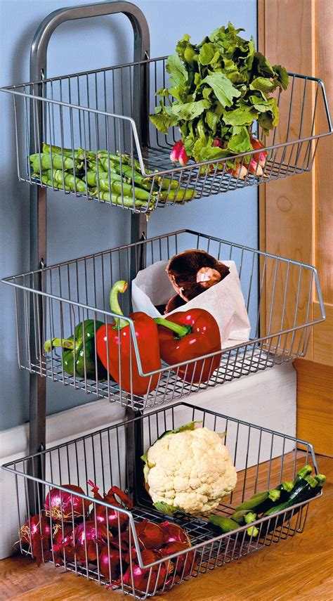 Stainless steel kitchen rack uke tabs happy. Fruit & Kitchen Vegetable Rack 3 Tier Veg Stand Table ...