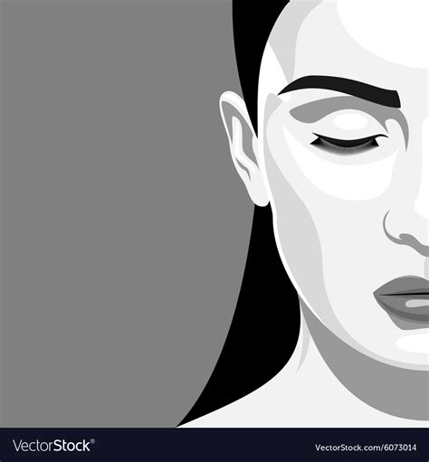 Half Face Portrait Beauty Woman With Closed Eyes Vector Image