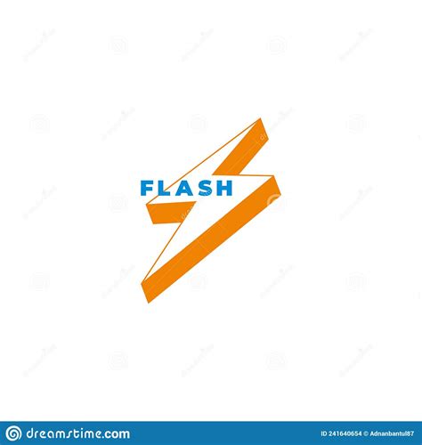 Flash Thunder Line Simple Geometric 3d Flat Logo Vector Stock Vector