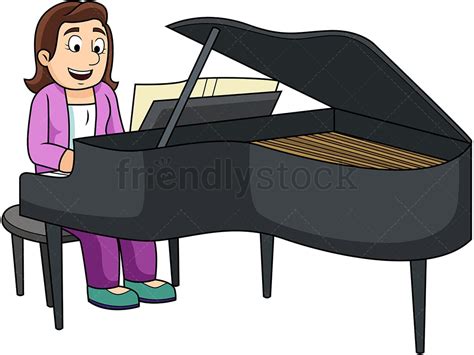 Woman Playing The Piano Cartoon Vector Clipart Friendlystock