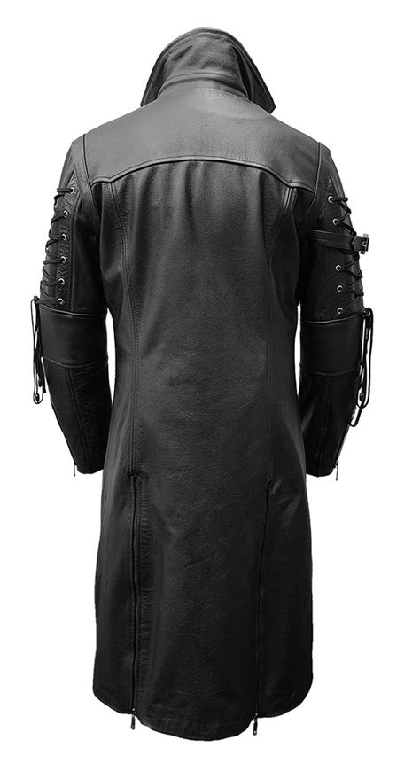 Mens Black Pure Leather Trench Coat Steampunk Long Coat Mens Etsy Uk