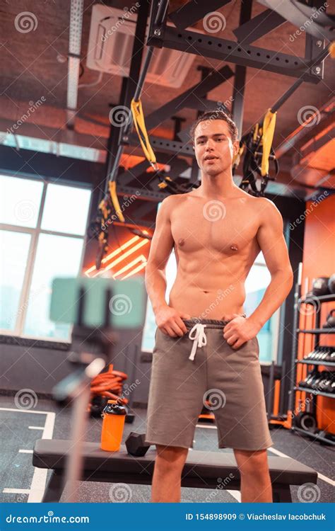 Nice Well Built Man Standing In The Gym Stock Image Image Of Body