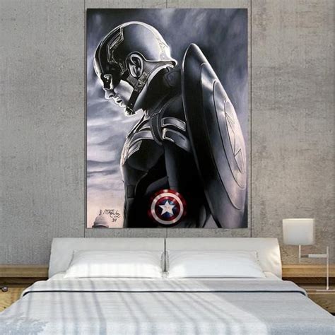 captain america side pose with shield 1pc vertical canvas superhero wall art captain america