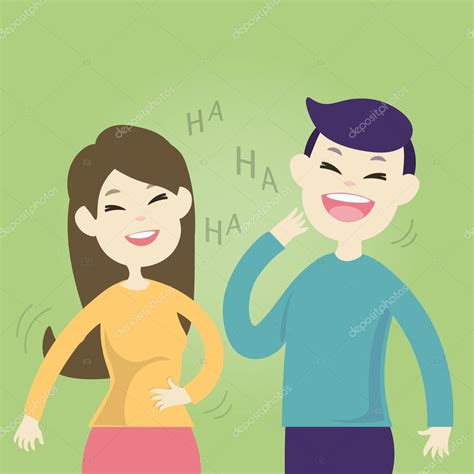 Cute Couple Laughing Together Stock Vector Image By ©nooboonyen 97742182