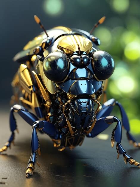 Premium Ai Image Robotic Wasp Insect Robot Robotic Wasp Bee Cyborg